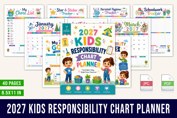 2027 Kids Responsibility Chart Planner example image 1