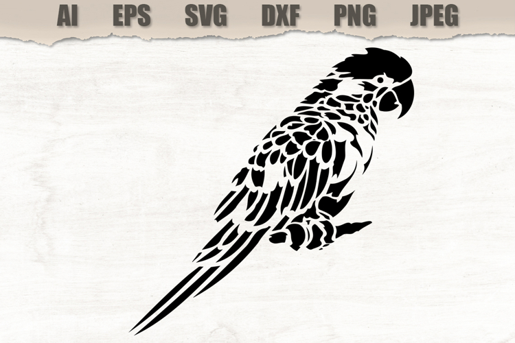 Stencil Tropical Parrot Bird