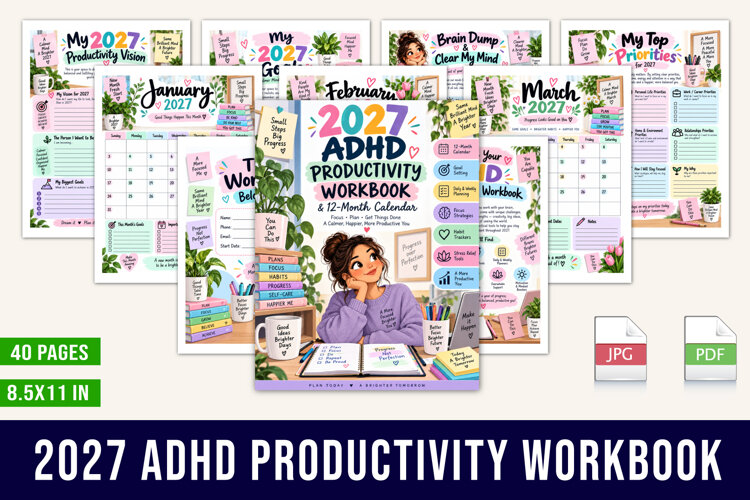 2027 ADHD Productivity Workbook example image 1