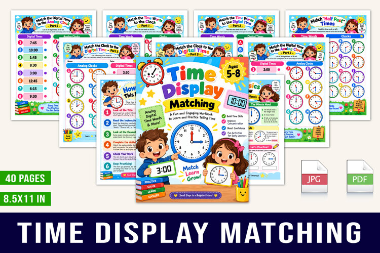 Time Display Matching Workbook example image 1