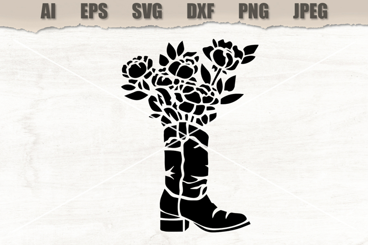Stencil Cowboy Boot Flower