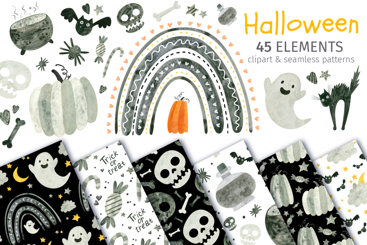 Halloween Clipart, Rainbows & Patterns