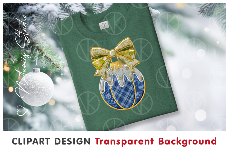 Patchwork Coquette Bow Christmas Ball. Sublimation DTF Print