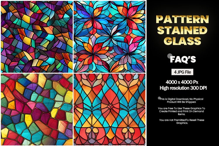 Pattern Stained Glass Square Coaster - 04 Variations