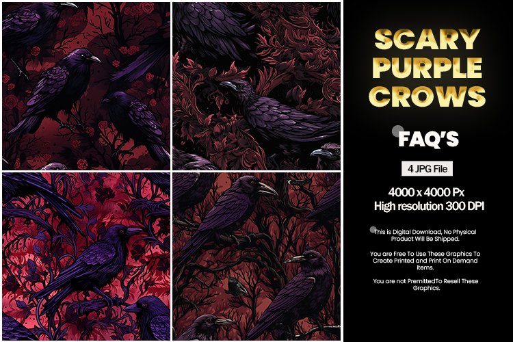 Scary Purple Crows Square Coaster - 04 Variations
