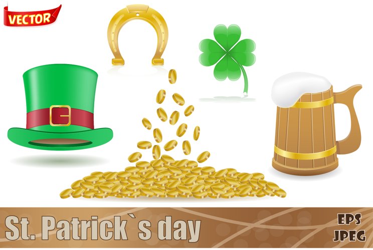 set icons St. Patricks day vector illustration