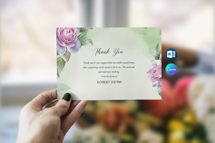 Floral Funeral Thank You Card, Word, Photoshop & Canva