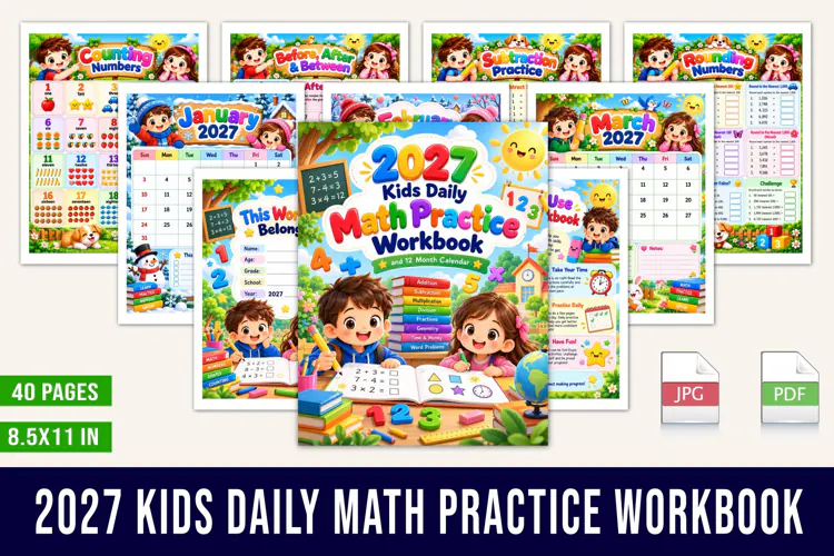 2027 Kids Daily Math Practice Workbook