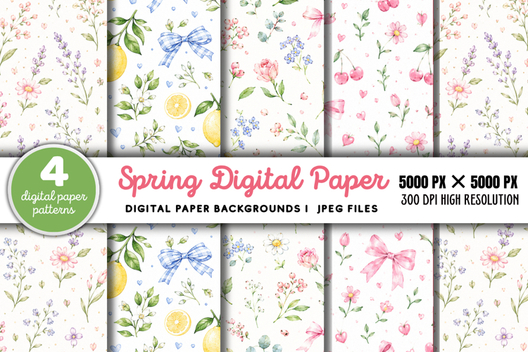 Spring Digital Paper Backgrounds JPG