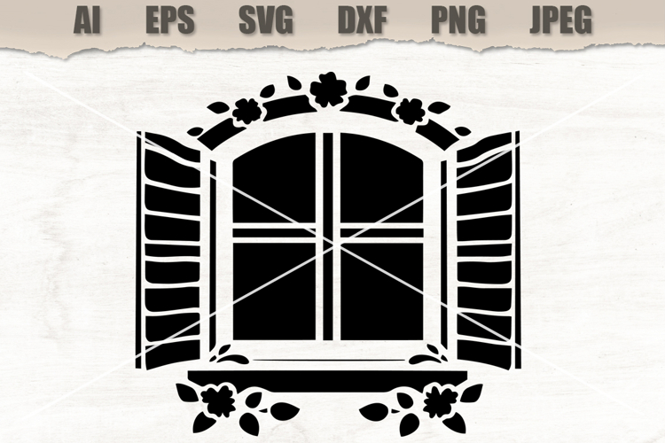 Stencil Floral Window Shutter