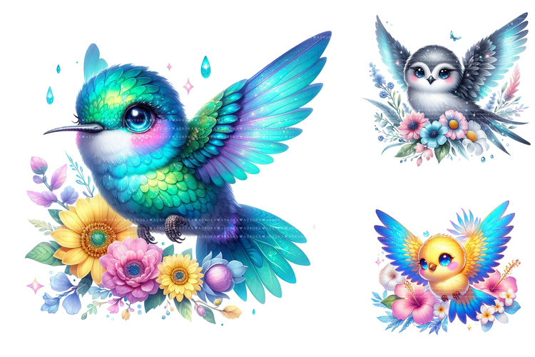 Kawaii Pastel Bird Sublimation Clipart