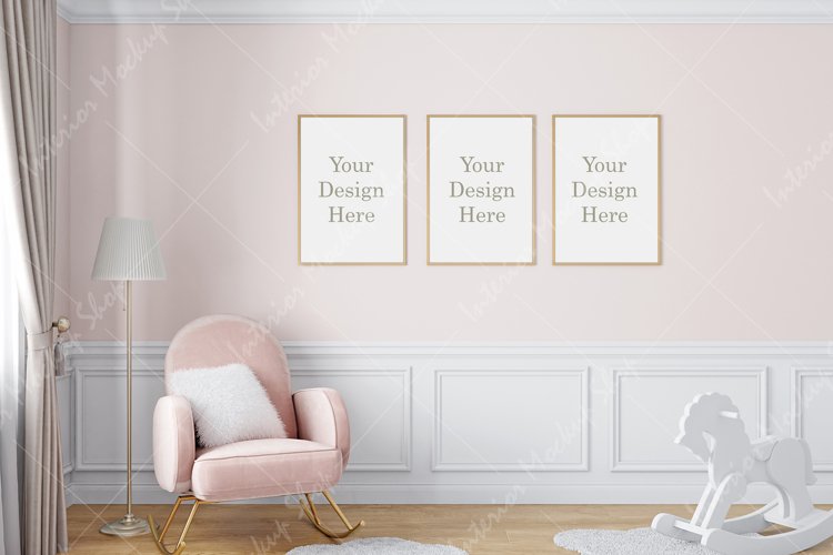 Frame mockup, Nursery frame, Nursery room mockup, Interior example image 1