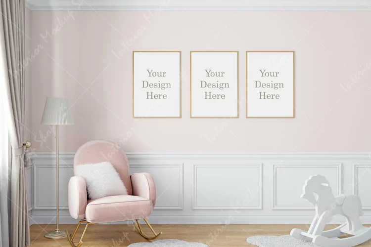 Frame mockup, Nursery frame, Nursery room mockup, Interior
