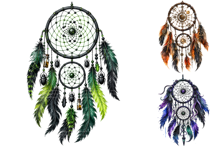 Gothic Dreamcatcher Halloween PNG example image 1