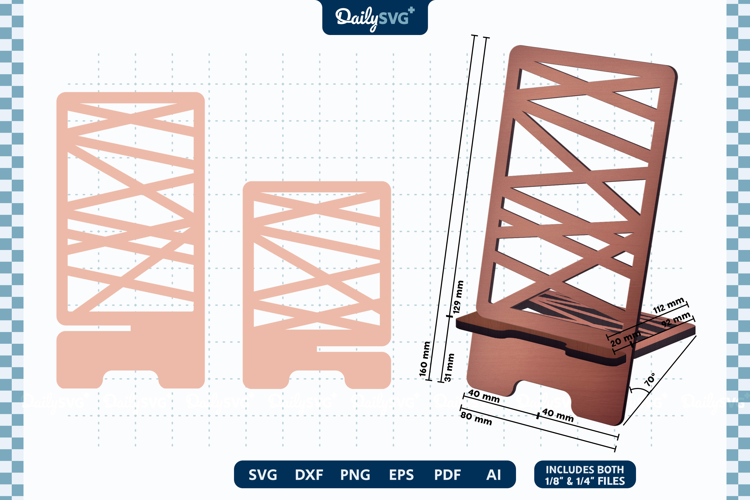 Geometric Phone Holder SVG Laser Cut Stand 3mm 6mm