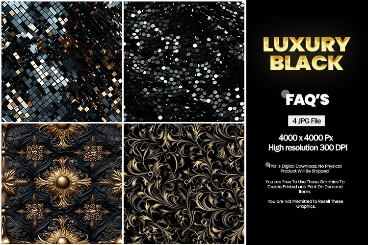 Luxury Black Square Coaster - 04 Variations