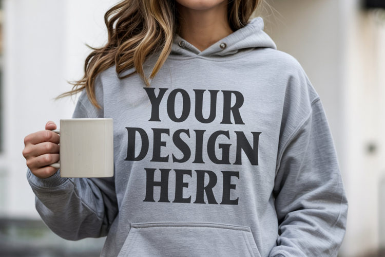 Ash Gildan 18500 Hoodie Sweatshirt Mockup, Unisex Hoodie Moc