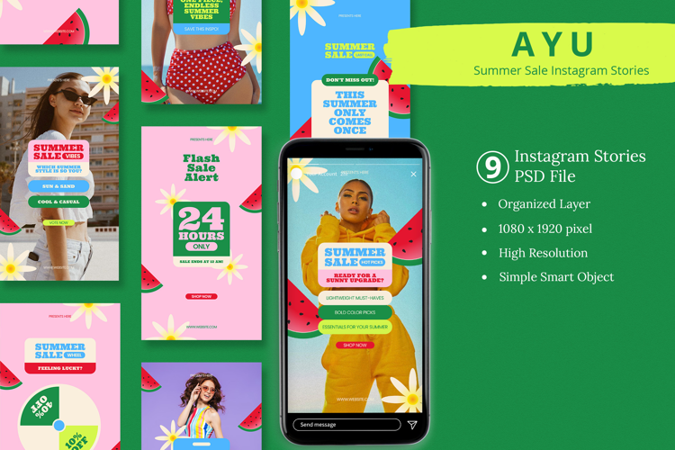 Ayu - Summer Sale Instagram Story & Canva Template