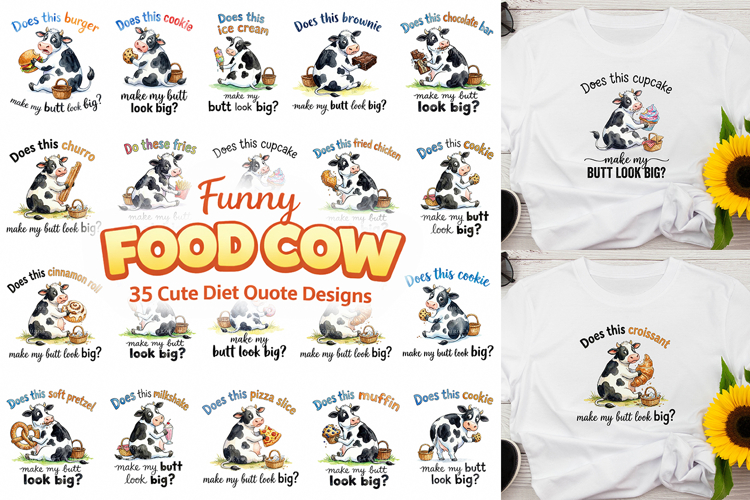 Funny Food Cow Diet Quote Sublimation