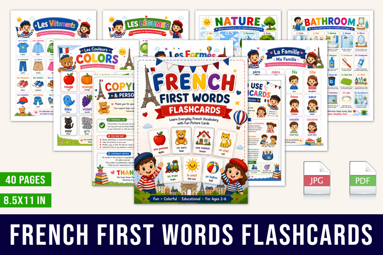 French First Words Flashcards example image 1
