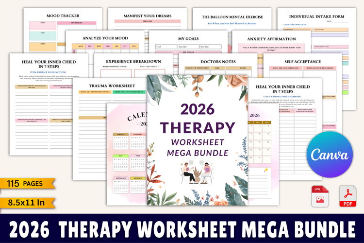 2026 Therapy Worksheet Mega Bundle