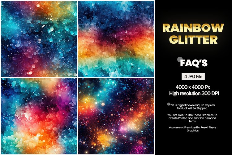 Rainbow Glitter Square Coaster - 04 Variations