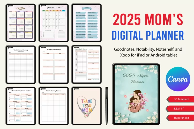 Digital 2025 Mom’s Planner Canva Interior