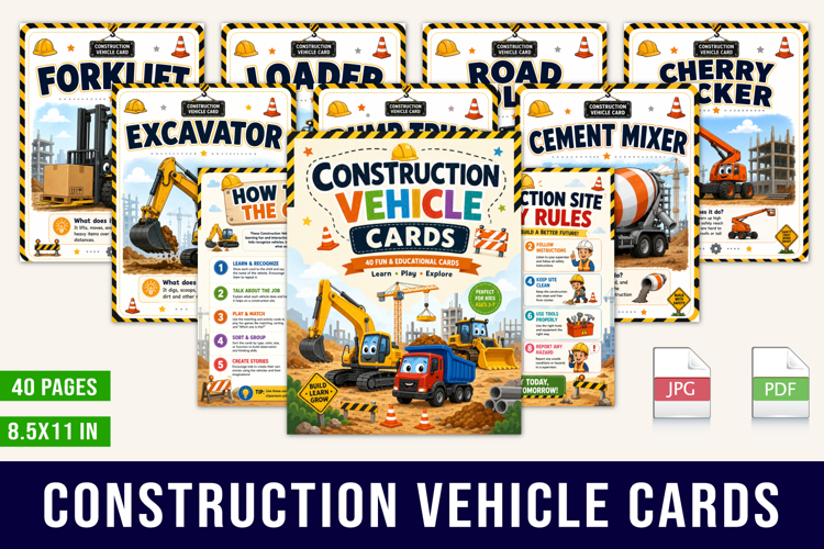 Construction Vehicle Cards