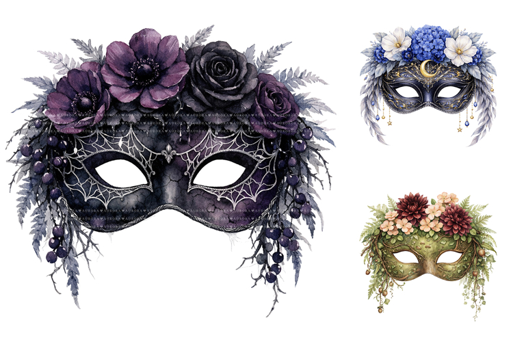 Watercolor Masquerade Mask Clipart
