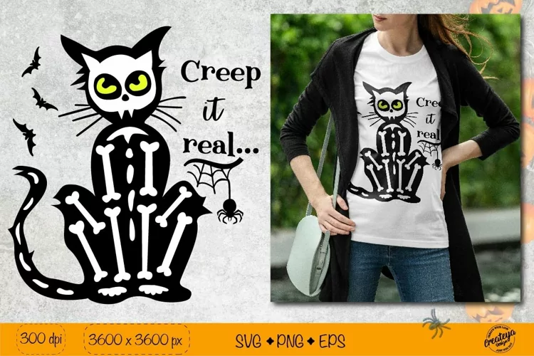 Creep it real SVG Black cat Halloween SVG quote for t shirt