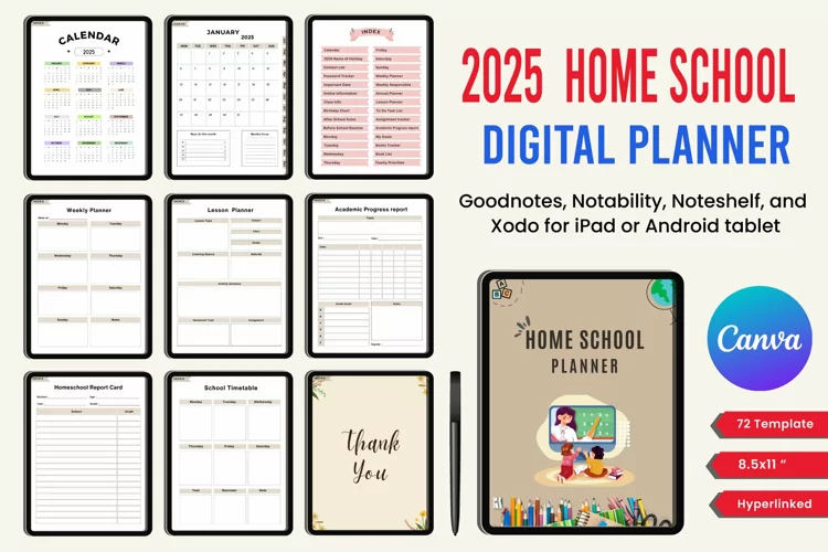 2025 Digital Home School Planner Canva