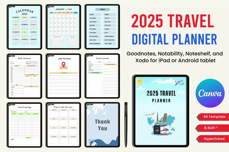 2025 Travel digital Planner Canva