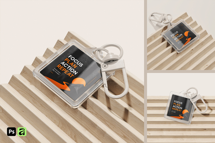 Square Acrylic Keychain Mockup
