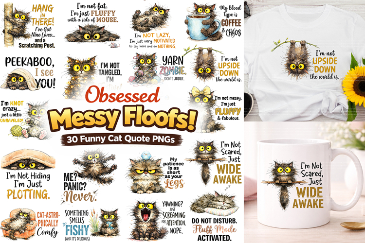 Funny Fluffy Cat Sarcastic Quote PNG