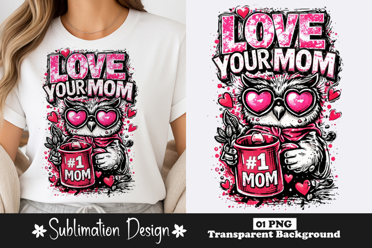 Mother Love Owl Heart Glasses Sublimation PNG