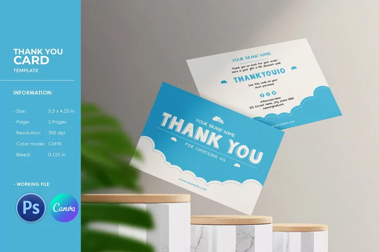 Business Thank you Card Template, Canva & Photoshop Template