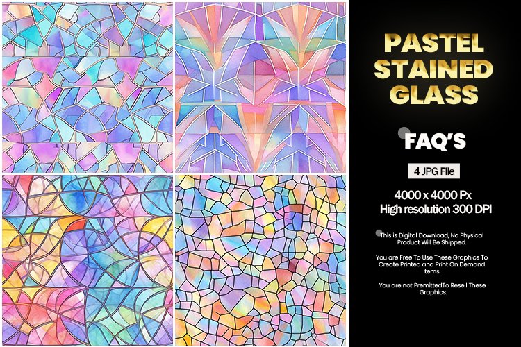 Pastel Stained Glass Square Coaster - 04 Variations