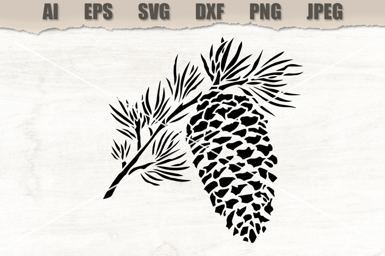 Stencil Pine Cone Branch