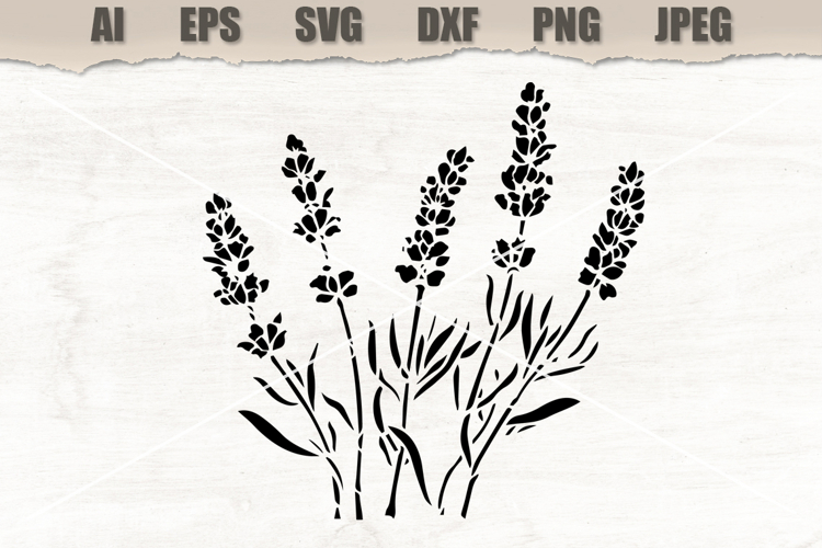 Stencil Lavender Flowers Botanical