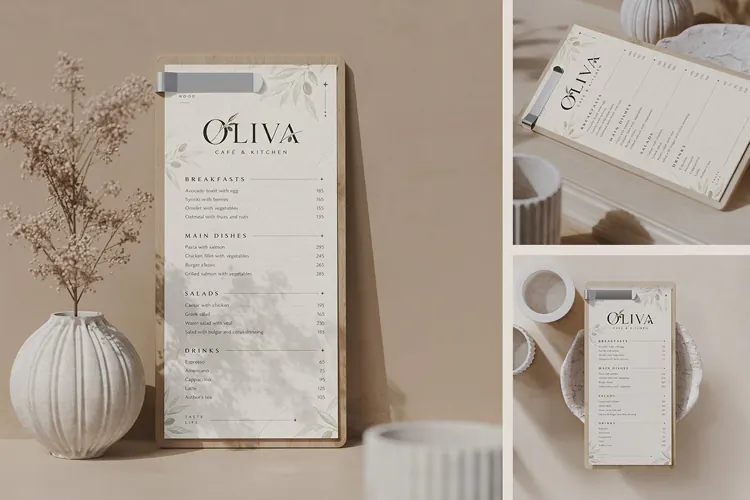 Menu Board with Metal Clip Mockup