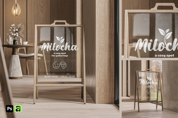 A-Frame Glass Sign Mockup