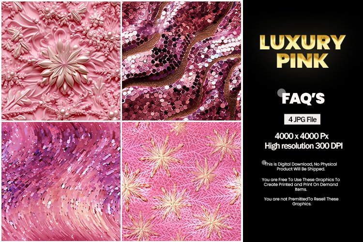 Luxury Pink Square Coaster - 04 Variations
