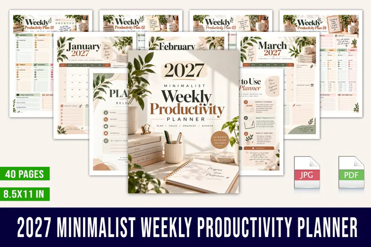 2027 Minimalist Weekly Productivity Planner