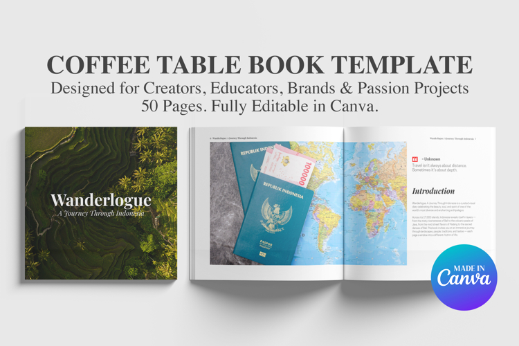 Coffee Table Book Template I Canva Editable