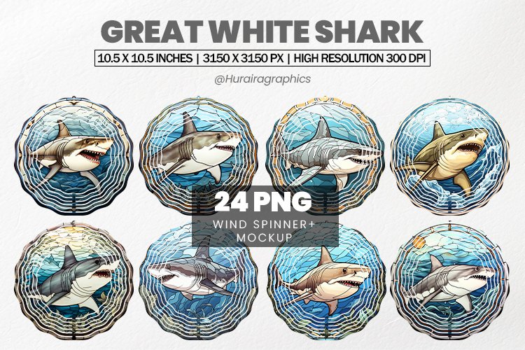 Great White Shark Wind Spinner Sublimation Bundle