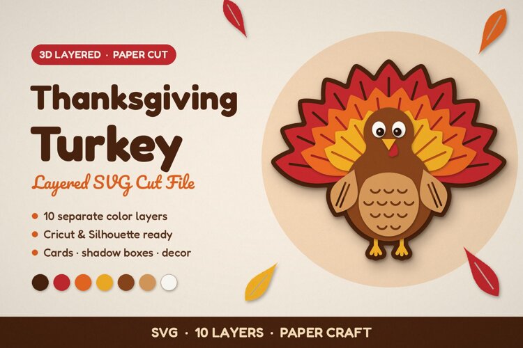 3D Layered Turkey SVG example image 1
