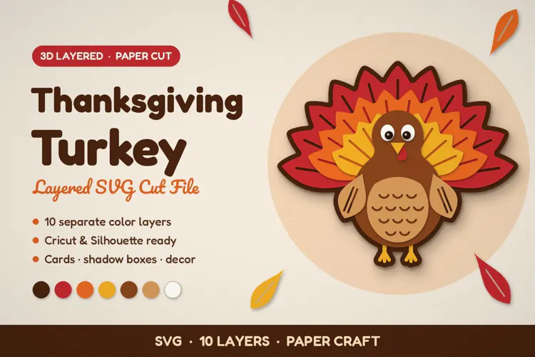 3D Layered Turkey SVG