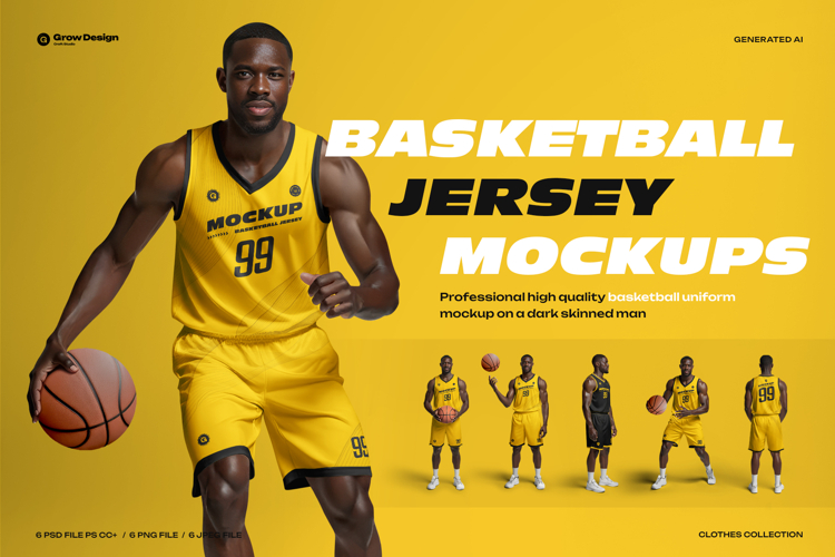 6 Basketball Jersey Mockups. Generated AI