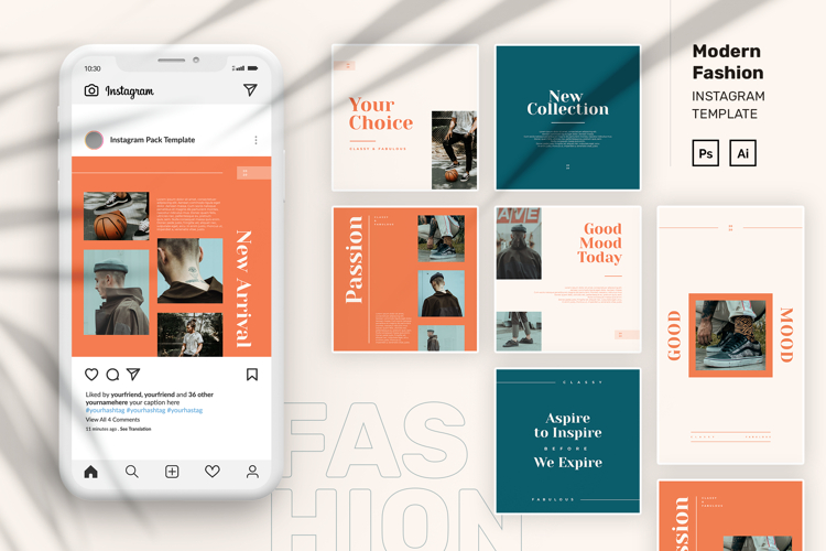 Modern Fashion Instagram Post & Story Template