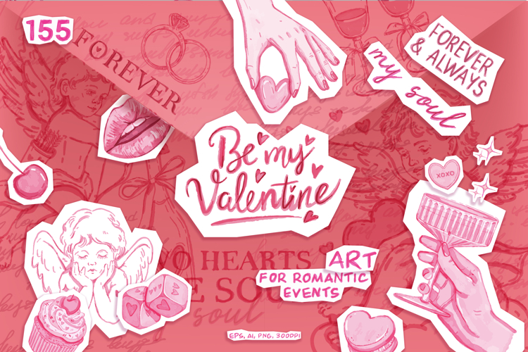 Valentine Day Watercolor Clipart